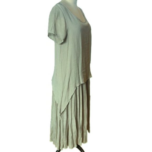 Red Coral drop waist maxi crepe flowy dress M - Picture 14 of 14